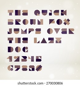 Vector abstract geometric font. High quality design element.