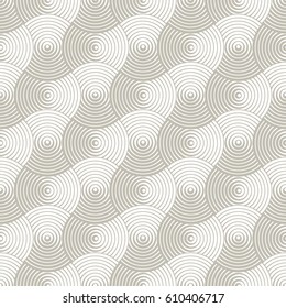 Vector abstract geometric forms background with distortion effect. Rhythmic circles seamless pattern