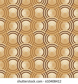 Vector abstract geometric forms background with distortion effect. Rhythmic circles seamless pattern 