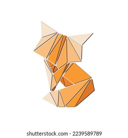 vector abstract geometric fox illustration. fox origami creative concept.