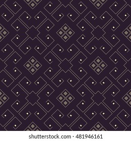 vector abstract geometric futuristic brown gold seamless pattern
