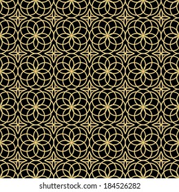 Vector abstract geometric gold on black background with ethnic ornament