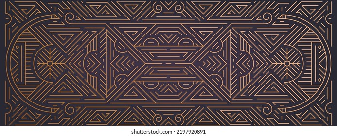 Fondo dorado geométrico abstracto vectorial, patrón de estilo de entrada. Boda Art Déco, fiesta, adorno geométrico, lineal. Elementos horizontales de decoración lujosa, pancarta, dorado y negro