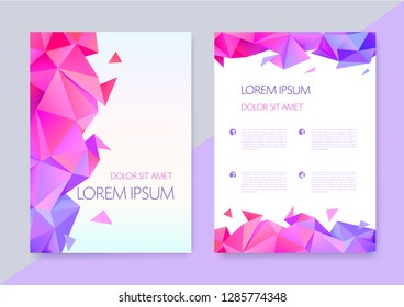 Vector abstract geometric  graphic design covers. Origami 3d shapes flyers, brochures, posters with text space