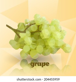 Vector abstract geometric green grape. Origami style. From fruit set