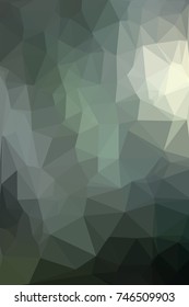 Vector abstract geometric greenish gray neutral background consisting of triangles. Low poly pattern, vertical format.