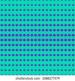 Vector abstract geometric halftone seamless pattern with diamond shapes, fade rhombuses, mesh, grid. Sport style background. Neon colors, bright purple and turquoise texture. Funky design for kids