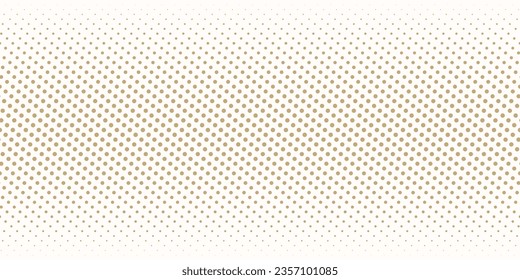 Vector abstract geometric halftone seamless pattern with golden dots, circles, fading spots, mesh. Sport style background. Luxury gold and white texture with gradient transition effect. Repeat design