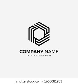 vector abstract geometric hexagon outline technology business logo design template