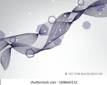 vector abstract geometric hexagon smooth line.