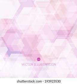 Vector Abstract Geometric Hexagonal Background. Light Subtle Pink