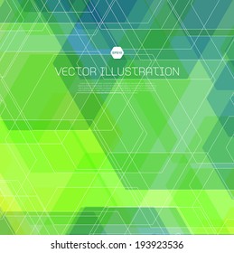 Vector abstract geometric hexagonal green background