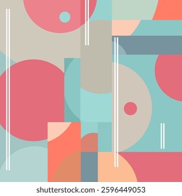 Vector abstract geometric illustration. Abstract background consists of circles, lines, rectangles.