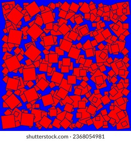 Vector abstract geometric illustration in the form of red squares on a blue background