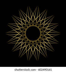 Vector abstract geometric image of a flower, mandala, stars of ovals, circles and a triangle