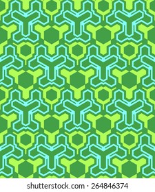 vector abstract geometric kaleidoscopic blue green seamless pattern 