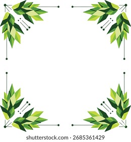 Vetor abstrato geométrico folha ornamento quadro, limpo eco-inspirado canto borda ilustração