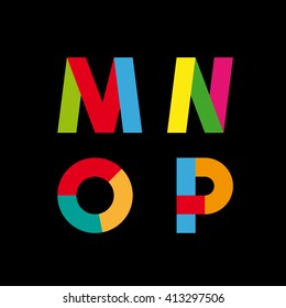Vector abstract geometric letter M,N,O,P