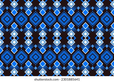 Vector of Abstract geometric line seamless pattern graphic stripes blue diamond shape background. Modern design for textile, wallpaper, clothing, backdrop, tile, wrapping, fabric, art print.