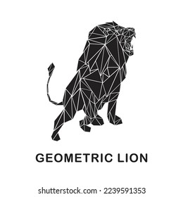 vector abstract geometric lion illustration. lion origami creative concept.