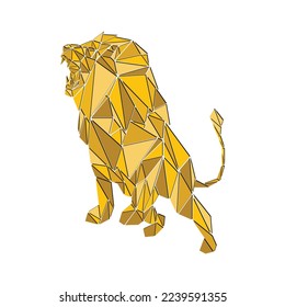 vector abstract geometric lion illustration. lion origami creative concept.