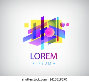 Vector abstract geometric logo, bauhaus, modern shape, structure icon
