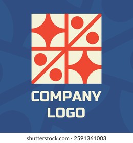Vector abstract geometric logo – minimalist square symbol with circles and diagonals, modern design for branding and corporate identity