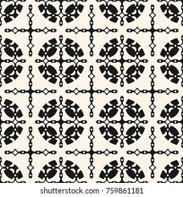 Vector abstract geometric ornament. Black and white seamless pattern with carved shapes, chains, lattice. Oriental style background, repeat tiles. Luxury design for decoration, fabric, prints, textile