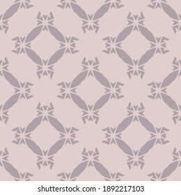 Ornamento geométrico abstracto vectorial con formas de diamante, siluetas de flores, rejilla. Elegante fondo ornamental. Textura en color lila. Repetición de diseño para decoración, impresión, papel pintado, textil, ropa