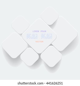 Vector Abstract geometric paper background. Clean White Rounded Squares Design/Layout Background