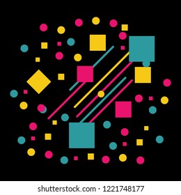 Vector of abstract geometric pattern and background with circles, triangles, lines. Use for modern design, decorated brochure and flyer.