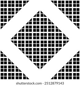 Vector abstract geometric pattern with diamond shapes, rhombuses, triangles, grid. Simple black and white texture. Stylish modern background. Monochrome repeated geo design for decor, textile, print