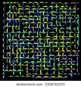 Vector abstract geometric pattern in the form of rainbow wavy lines on a black background