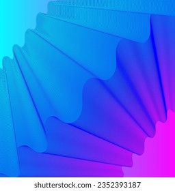 Vector abstract geometric pattern in the form of a delicate and transparent blue fabric on a pink background