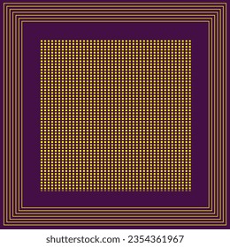 Vector abstract geometric pattern in the form of a purple square frame on a gold background