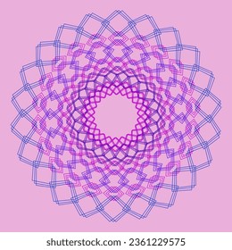 Vector abstract geometric pattern in the form of quadrangles arranged in a circle on a pink background