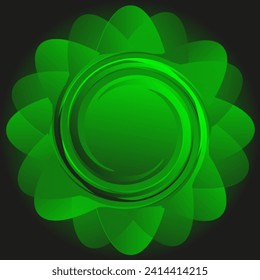 Vector abstract geometric pattern in green color on a black background