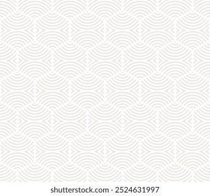 Patrón geométrico abstracto de Vector con Formas hexagonales, líneas curvas, rayas, ondas, cuadrícula. Simple textura mínima beige y blanco. Elegante fondo minimalista moderno. Repitiendo diseño decorativo