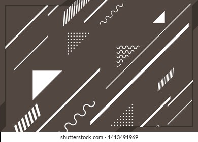 Vector of abstract geometric pattern and horizontal background with brown and white colors. triangle