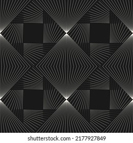 Vector abstract geometric pattern with linear shapes, thin broken lines, squares. Stylish minimal black and white geo texture. Modern monochrome frame background. Dark repeat design for decor, cover