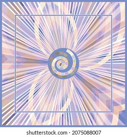 Vector abstract geometric pattern squared on a blue background in pastel colors for shawl, scarf, tiles design