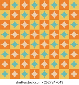 Vector abstract geometric pattern with yellow and orange checkerboard