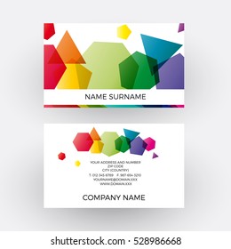 Vector abstract geometric rainbow polygons. Business card