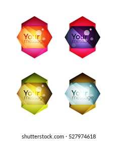 Etiquetas, etiquetas y banderas de venta geométrica abstracta de vectores