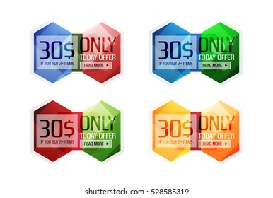 Abstrakte, geometrische Verkaufsetiketten, Etiketten und Banner für Vektorgrafiken