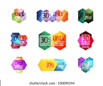 Vector abstract geometric sale labels, tags and banners