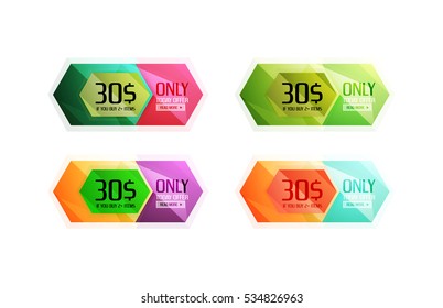 Vector abstract geometric sale labels, tags and banners