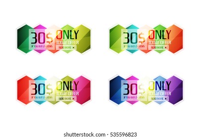 Vector abstract geometric sale labels, tags and banners