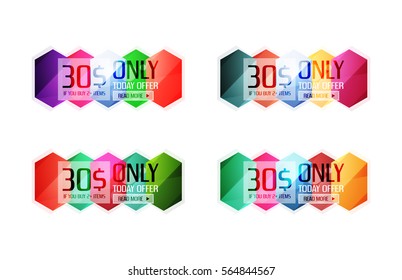 Vector abstract geometric sale labels, tags and banners
