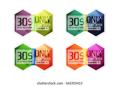 Vector abstract geometric sale labels, tags and banners